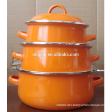 orange enamel cookware pot with & bulb handle
 orange enamel cookware  pot with  & bulb handle